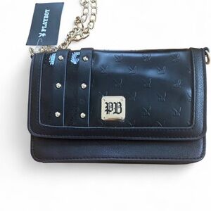 PLAYBOY Black and Gold Crossbody Bag